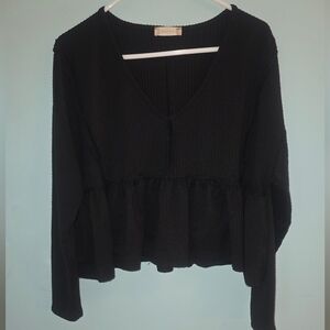 Altar'd State Black V-Neck Blouse